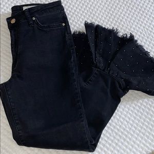 Anthropologie Pilcro Black Crop Studded Flare Jean